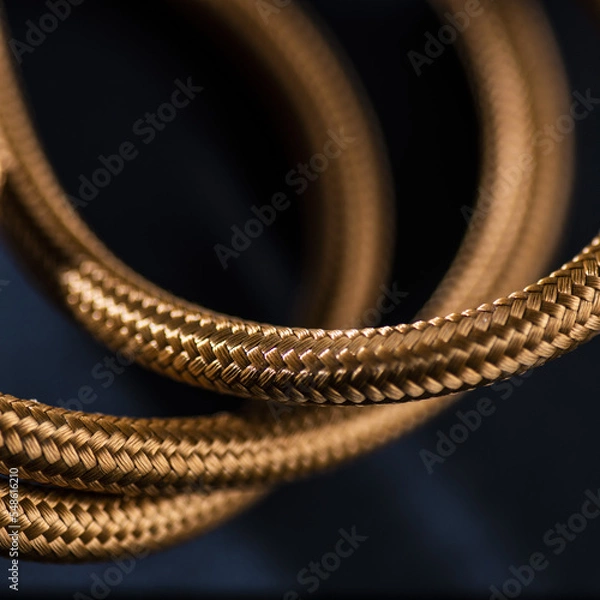 Obraz Gold Braided Cable on Black Background