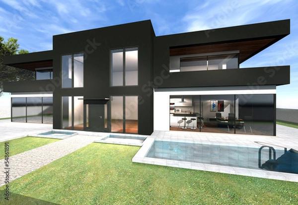 Fototapeta villa with pool