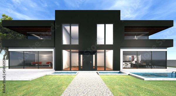 Fototapeta villa with pool