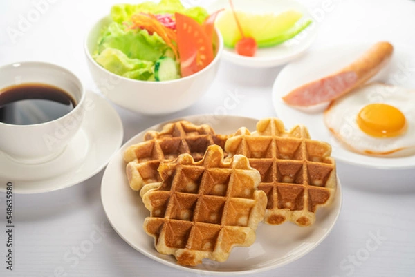 Obraz 朝食とワッフル 