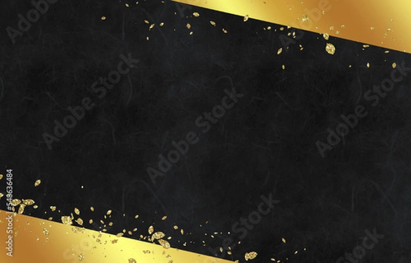 Fototapeta 背景素材　和風　金箔　ゴールド　黒