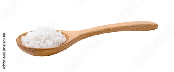 Fototapeta Salt in woodn spoon isolated on transparent png
