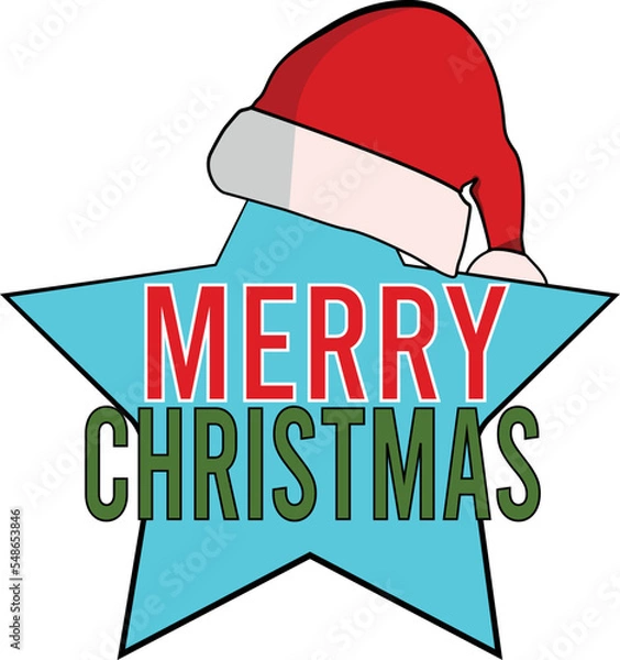 Obraz Merry christmas star with hat vector