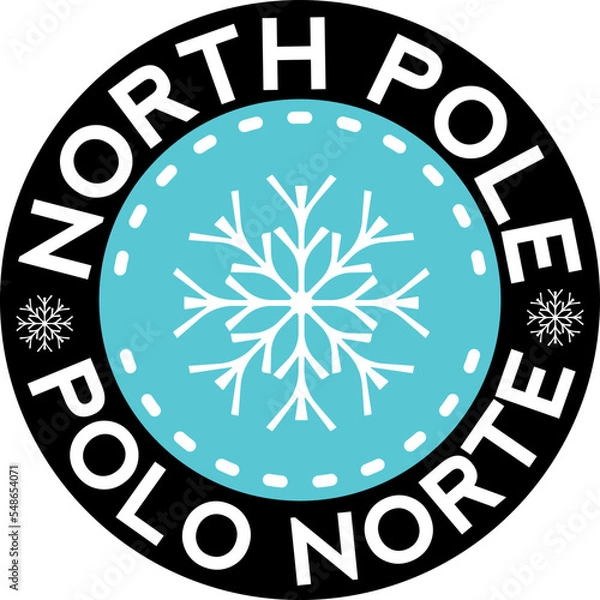 Obraz North pole button vector with snowflake