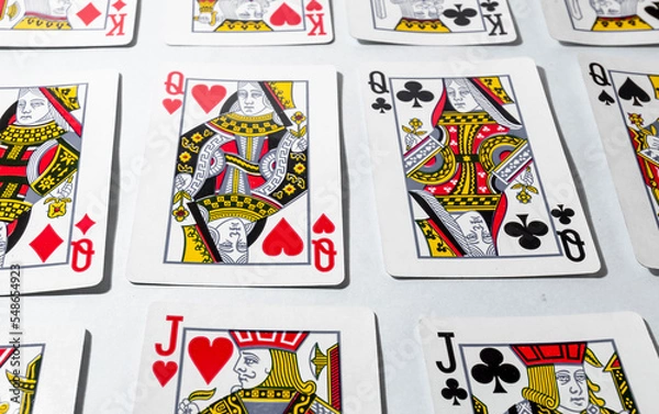 Fototapeta Poker deck with white background,several playing cards with white background