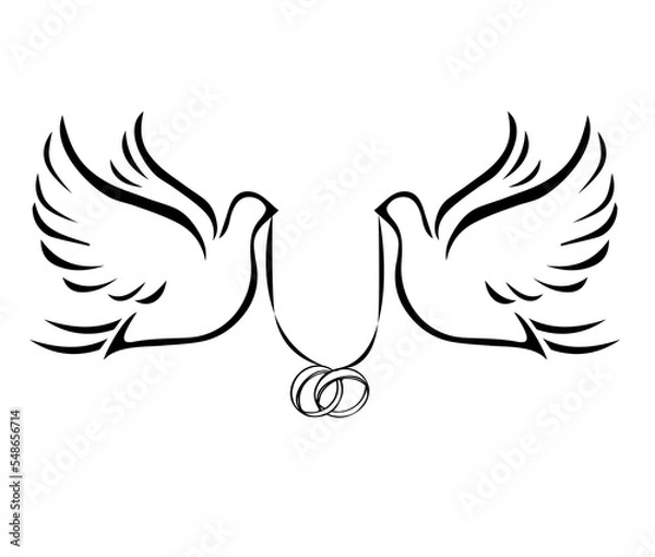 Fototapeta doves with wedding rings 2