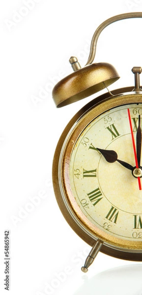 Fototapeta Old alarm clock isolated on white
