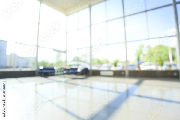 Obraz image of a spacious hall of a car dealership.