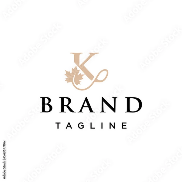 Fototapeta K Letter initial Mapple Leaf elegant logo vector template inspiration