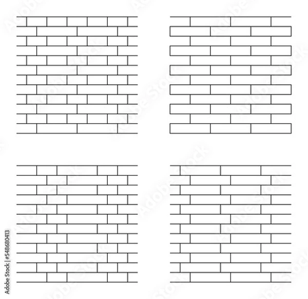 Fototapeta 4 brick pattern, brick bond, runner and binder, architectural detail, true to scale, vector, scalable, seamless pattern