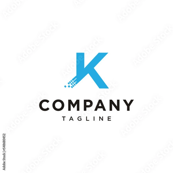 Fototapeta K Letter technology network computer Vector logo icon vector Template