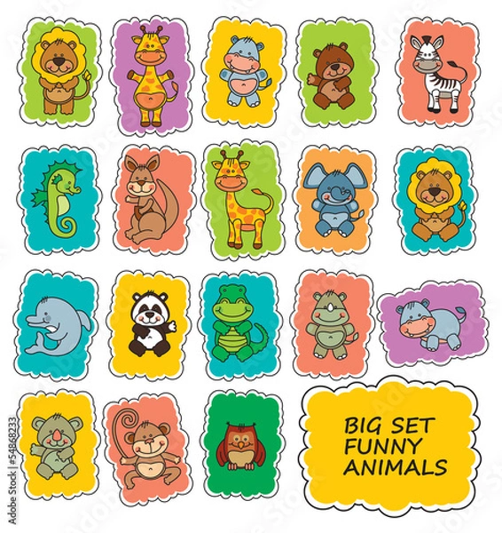 Fototapeta set vector funny cartoon animals