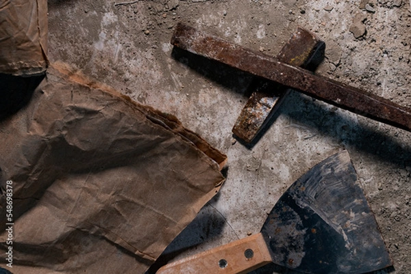 Obraz some old tools on the ground