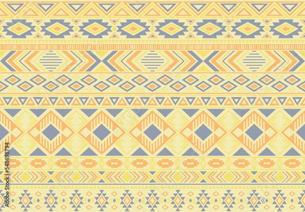 Fototapeta Indian pattern tribal ethnic motifs geometric seamless vector background. Awesome indonesian tribal motifs clothing fabric textile print traditional design with triangle and rhombus shapes.