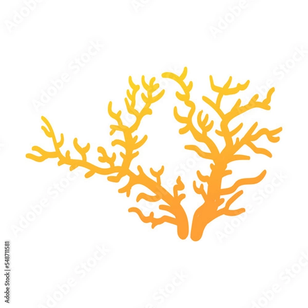 Fototapeta Algae cartoon flat vector illustration. Beautiful mythical creature with underwater animals isolated on white