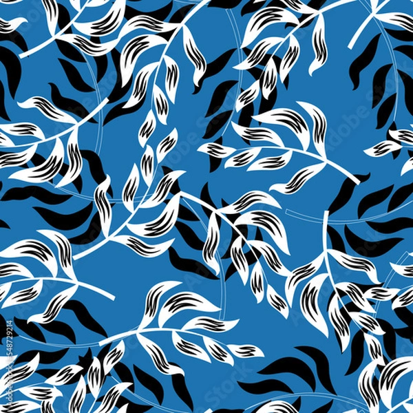 Fototapeta Seamless abstract tropical background with leaves.