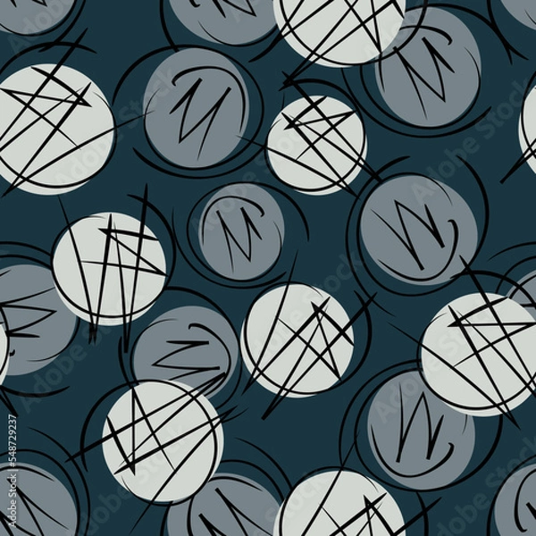Fototapeta Trendy seamless abstract background with circles and squares.
