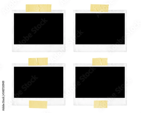 Obraz Polaroid photo frames with tape strips on transparent background, extracted, isolated, png file