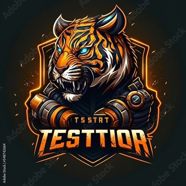Obraz tiger head for esport logo isolated on black background. used for game companies, social media, websites and promotional purposes.