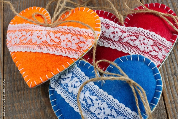 Obraz two hearts on table