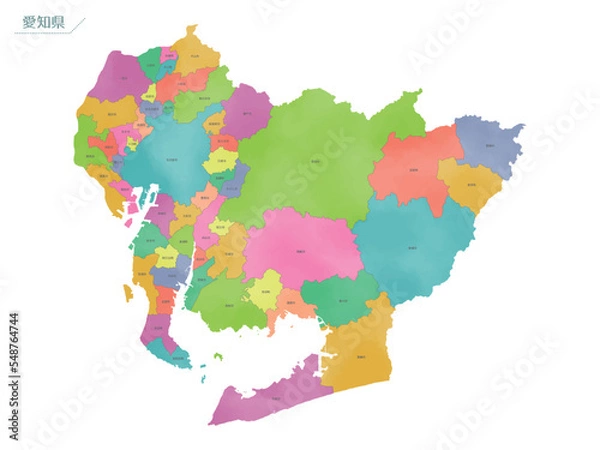 Fototapeta 水彩風の地図　愛知県