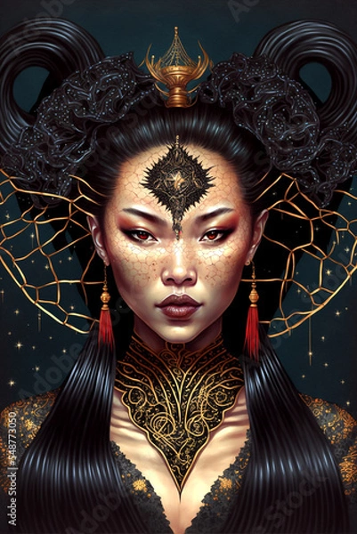 Fototapeta Zodiac Sign Character Illustration of Scorpius, Astrological sign personification, Beautiful Scorpius  girl, Future telling, Horoscope, Alchemy, Spirituality, Occultism 