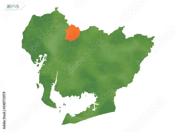 Obraz 水彩風の地図　瀬戸市