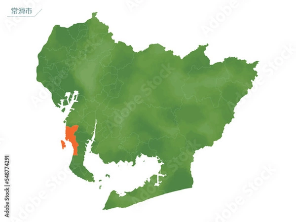 Obraz 水彩風の地図　常滑市