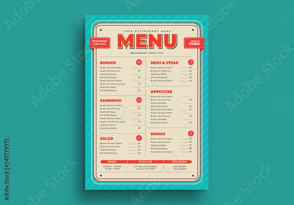 Fototapeta Retro Dinner Menu