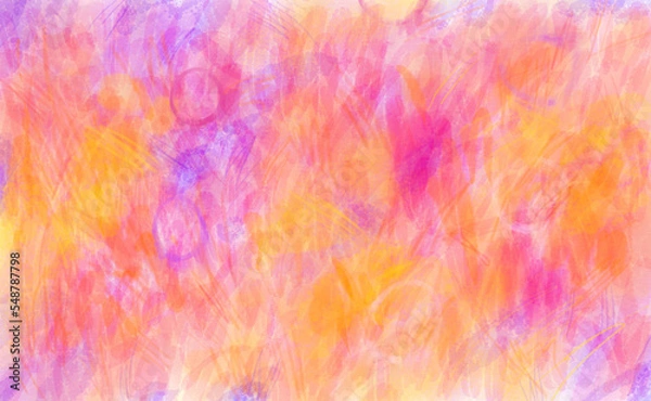 Fototapeta Abstract multicoloured background in yellow and purple. The illustration is done in a watercolour style.