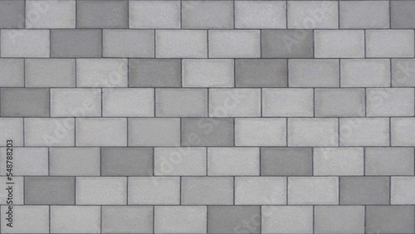 Fototapeta Texture background of some bricks, stone blocks or cobblestones in gray tone and low contrast. Seamless repeatable pattern for use in 3D modeling and graphic design