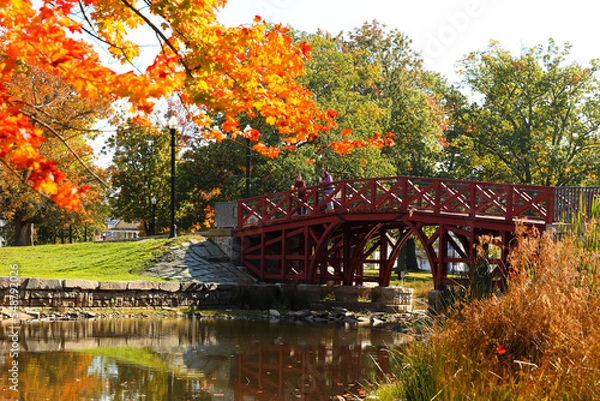 Obraz Fall foliage at Elm Park in Worcester, Massachusetts. Elm Park is an historic park in Worcester, Massachusetts