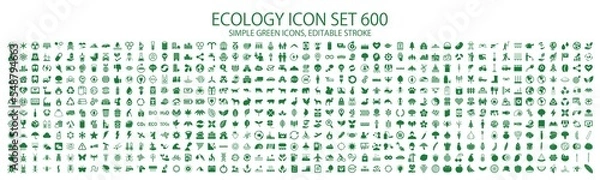 Obraz Green icon set 600 related to ecology and nature
