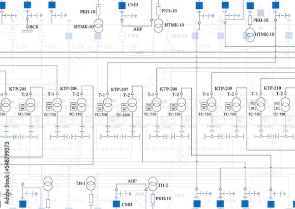 Fototapeta Electric wiring diagram for power