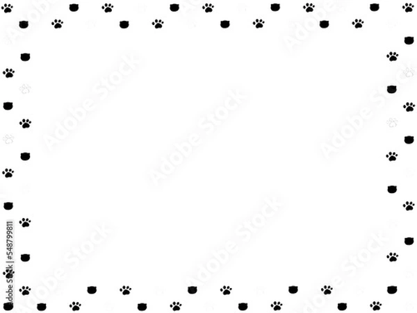 Obraz イラスト素材:かわいい足跡のフレーム(黒)