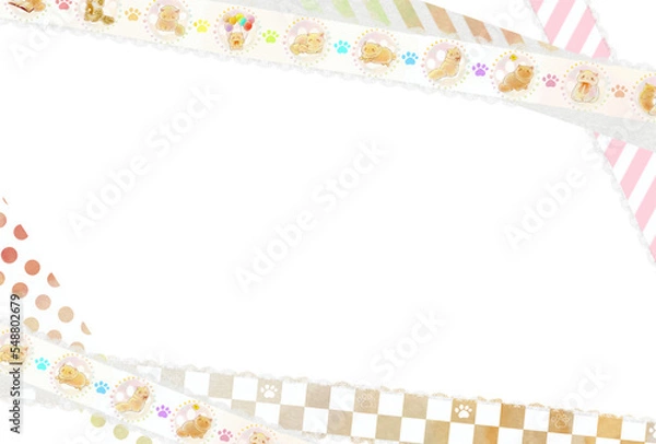 Obraz イラスト素材:かわいいテープ風フレーム