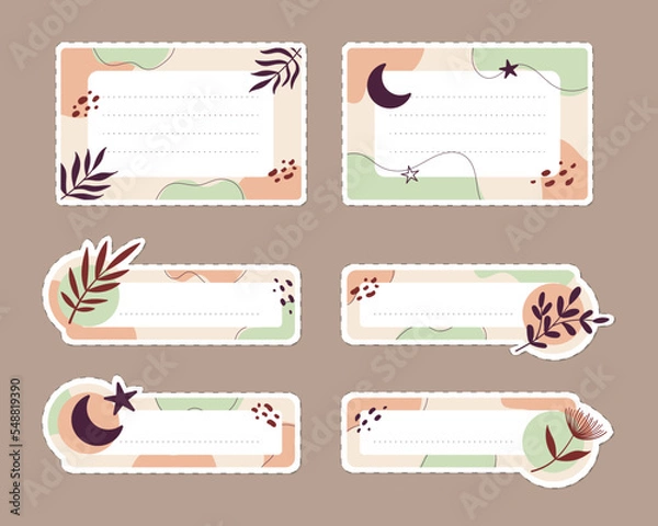 Fototapeta Notebook label collection, boho style.