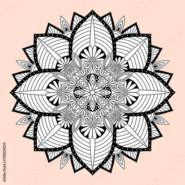 Obraz Line art mandala coloring page. Mindfulness mandala.