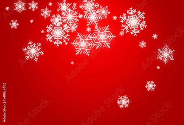 Fototapeta Silver Snowflake Vector Red Background. New Gray