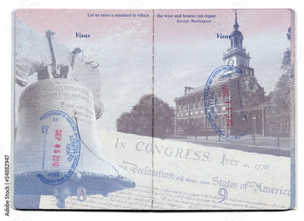 Obraz USA Passport Stamped Page
