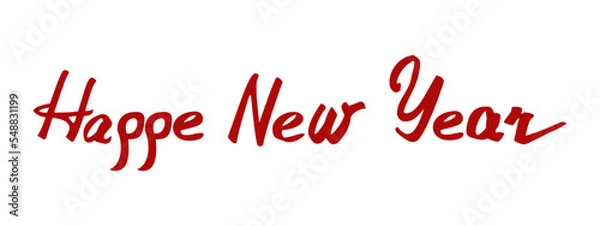 Fototapeta Happy new year, handwritten calligraphy isolated on white background.