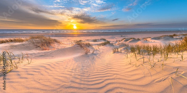 Obraz Beach and dunes colorful sunset