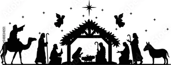 Fototapeta Nativity Scene, baby Jesus, Christmas, Christian vector, artwork, png, angle