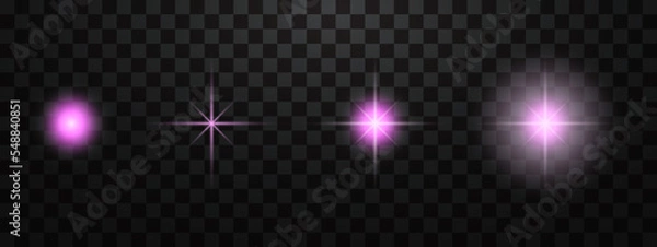 Obraz Purple glowing light effect  for lamp on transparent background