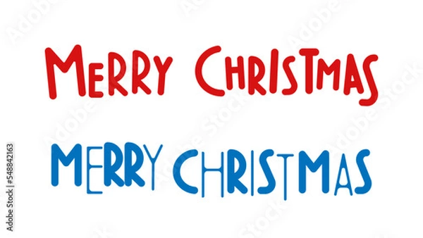 Fototapeta Two variants of Merry Christmas holiday greetings, in different styles, isolated on white background