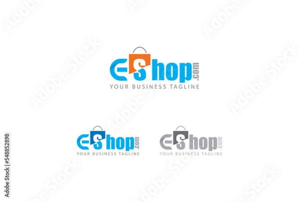 Fototapeta Initial E Shop Logo designs Template. Illustration vector graphic of letter and shop bag combination logo design concept.