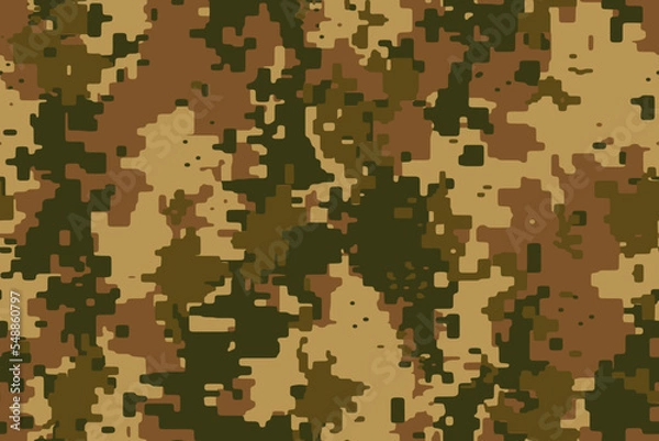Fototapeta Full seamless digital pixel camouflage texture pattern. Usable for Jacket Pants Shirt and Shorts. Army textile fabric print. Geometric military camo. Vector illustration.