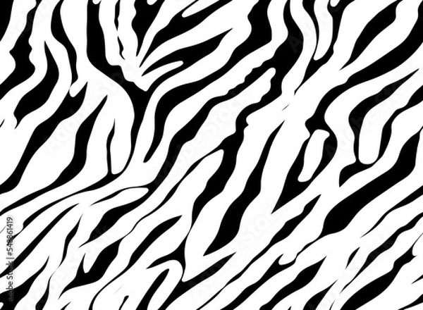 Fototapeta Full Seamless Zebra Pattern Textile Texture. Vector Background. Black and White Animal Skin for Women Dress Fabric Print.