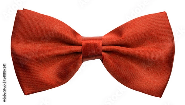 Obraz Red satin bow tie, formal dress code necktie accessory. PNG clipart isolated on transparent background