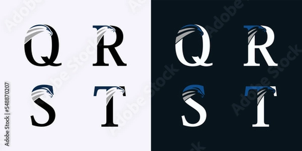 Fototapeta set of letter logo design with eagle head concept